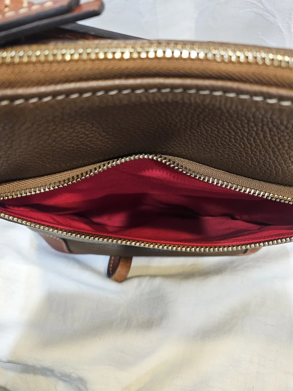 Dooney & Bourke Brown Pebble Leather Crossbody Bag